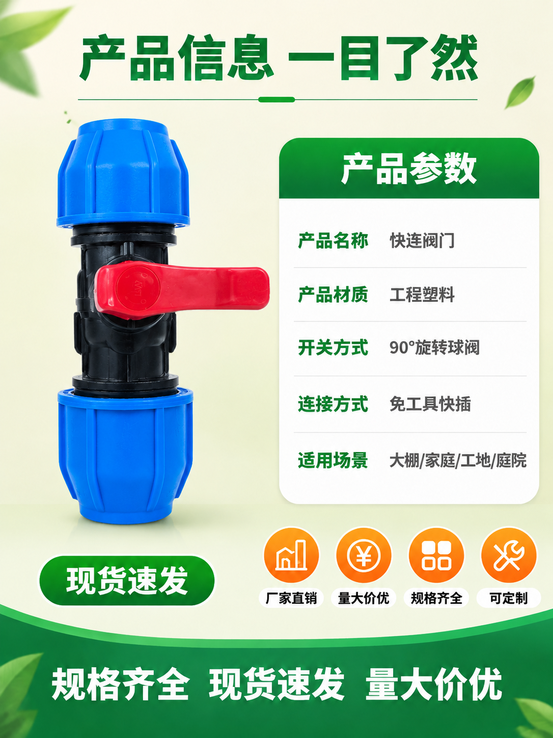 修改这张产品信息宣传图：把图内的快连阀门物品更换为另一张实拍图… - 图片创意预览