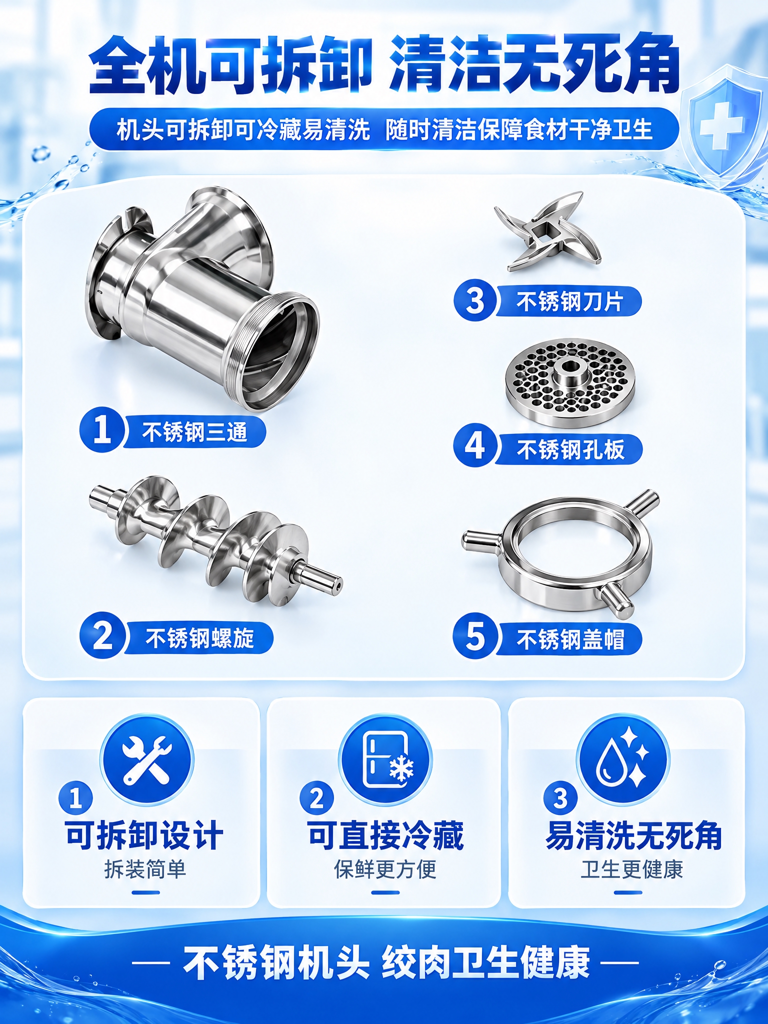 电商详情页，3:4竖版比例，绞肉机配件详情页，主题"可拆卸机头… - 图片创意预览