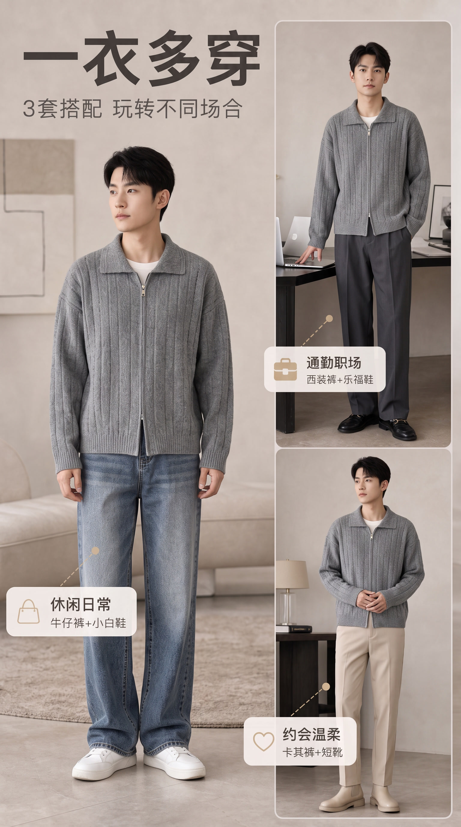 换男模特，裙子换裤子，手上不提包包 - 图片创意预览