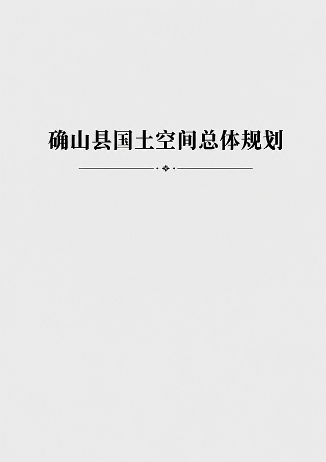 正式官方文件封面，竖版A3，简约庄重。大标题"确山县国土空间总体规划"，文字黑色简洁排版，使用浅灰纯净背景，仅保留必要标题文字，顶部和底部适当留白，简洁干净的官方公文封面样式，版式精美，高清印刷