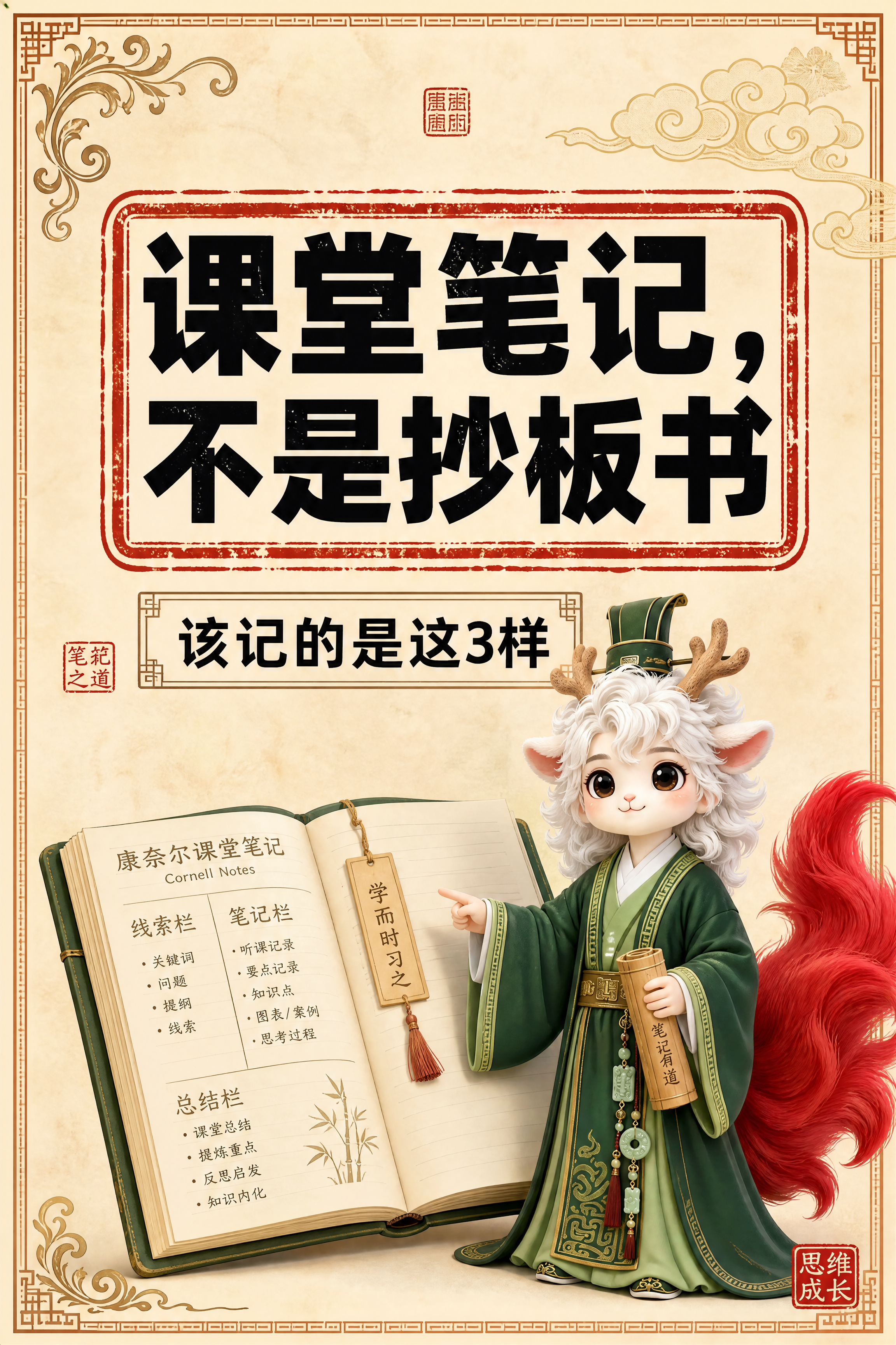 小红书笔记大字封面，配图大字，国风山海经风格，米黄色宣纸纹理背… - 图片创意预览