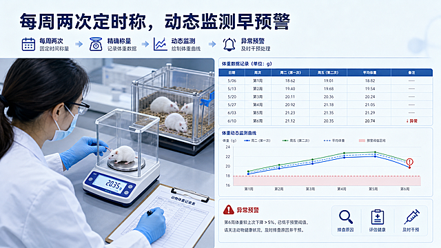 帮我生成图片：· 造模首日称基线，分组均衡有依据。
· 每周两次定时称，动态监测早预警。
· 轻柔抓取减应激，体重数据更真实。

按照这个要求帮我生成最少三张图片