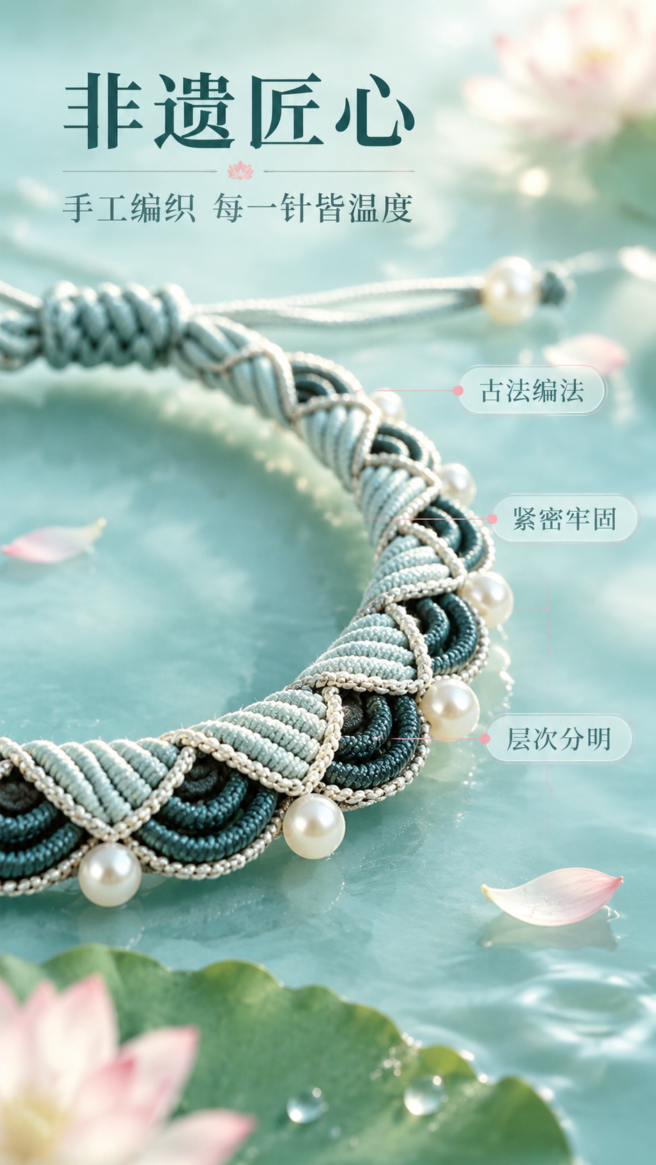 [商品] 使用【图1】非遗手工编织荷花珍珠手链；保留手链整体结… - 图片创意预览