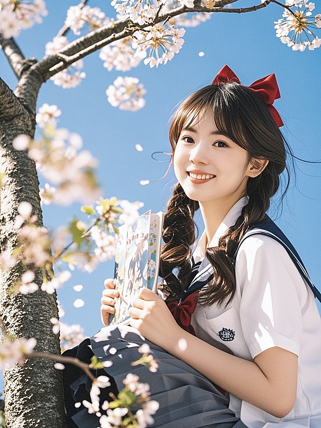 日系JK！樱花树下谁都美！