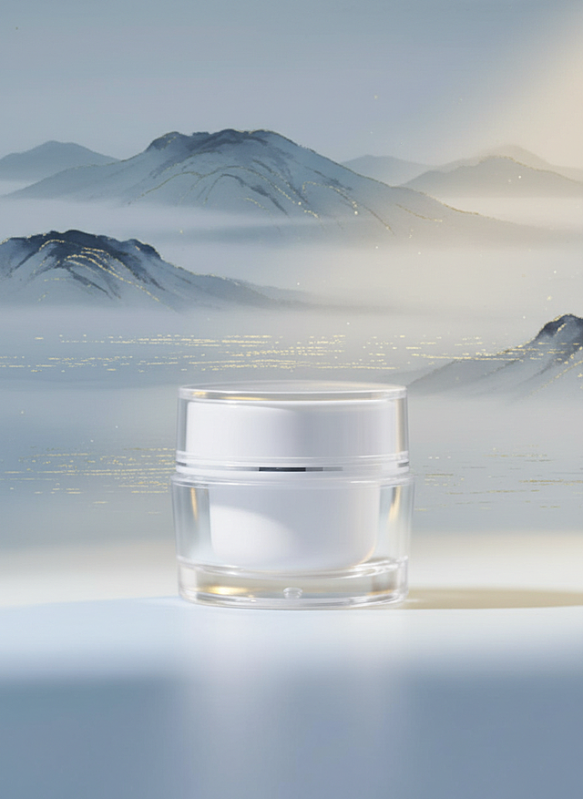 产品宣传图，新中式山水画风格，低调华丽