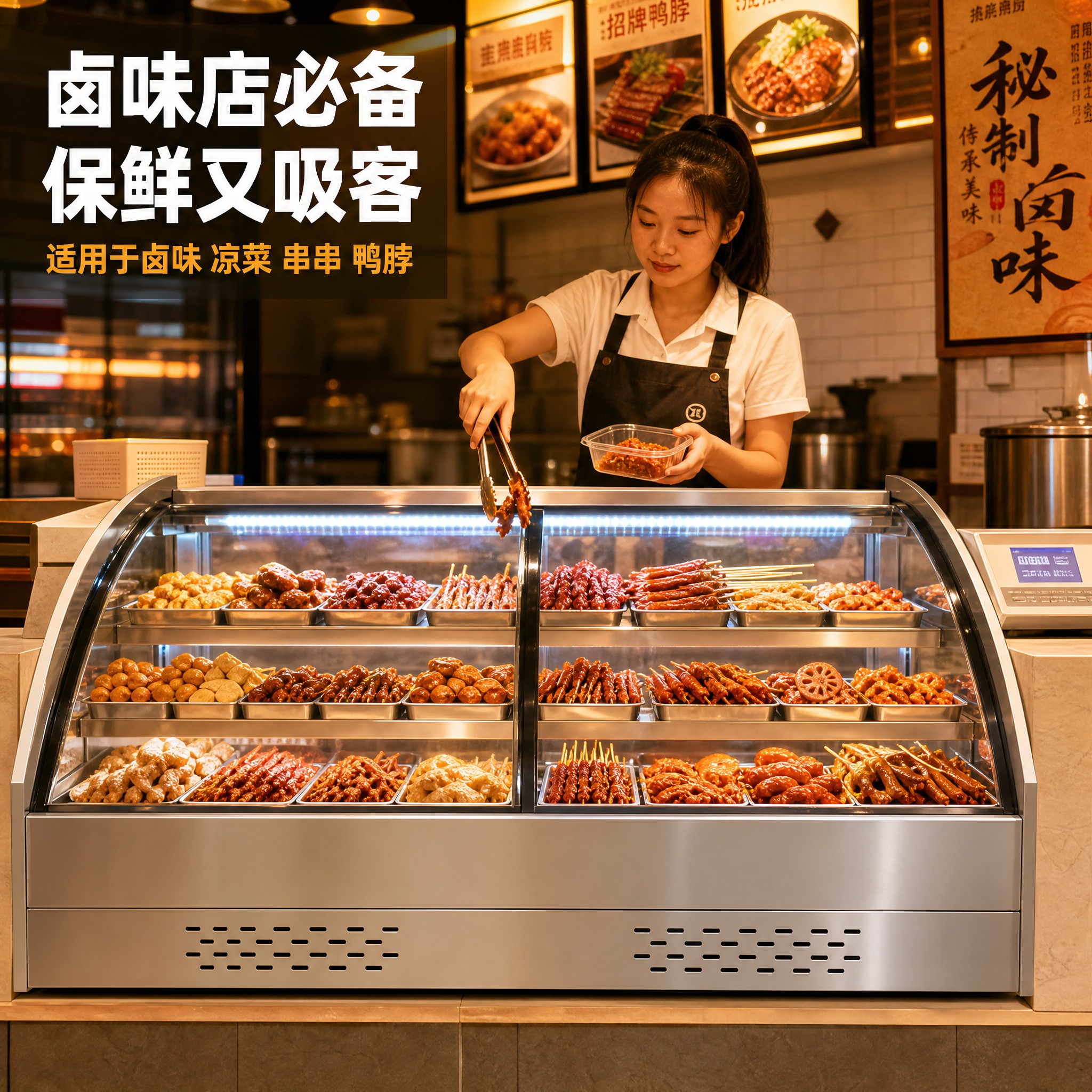 [主图-4] 场景使用 熟食店真实使用场景 展示展示柜在真实商… - 图片创意预览