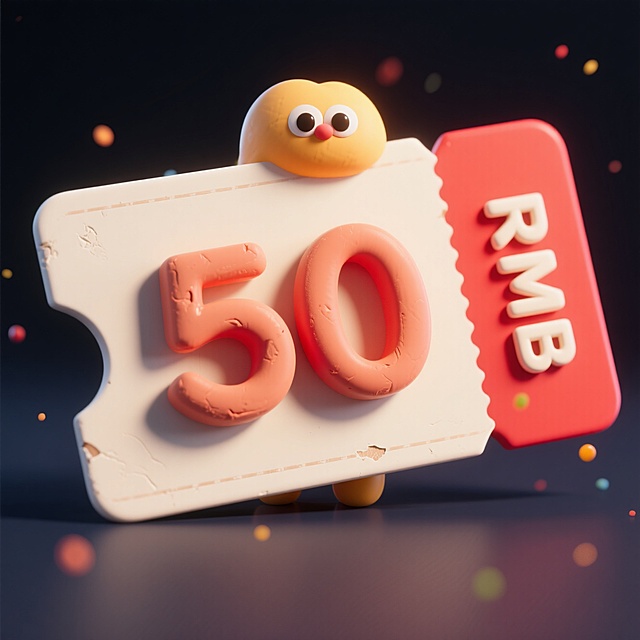 3D粘土风设计，拟人化卡通票券，可爱表情点缀，节日氛围浓厚