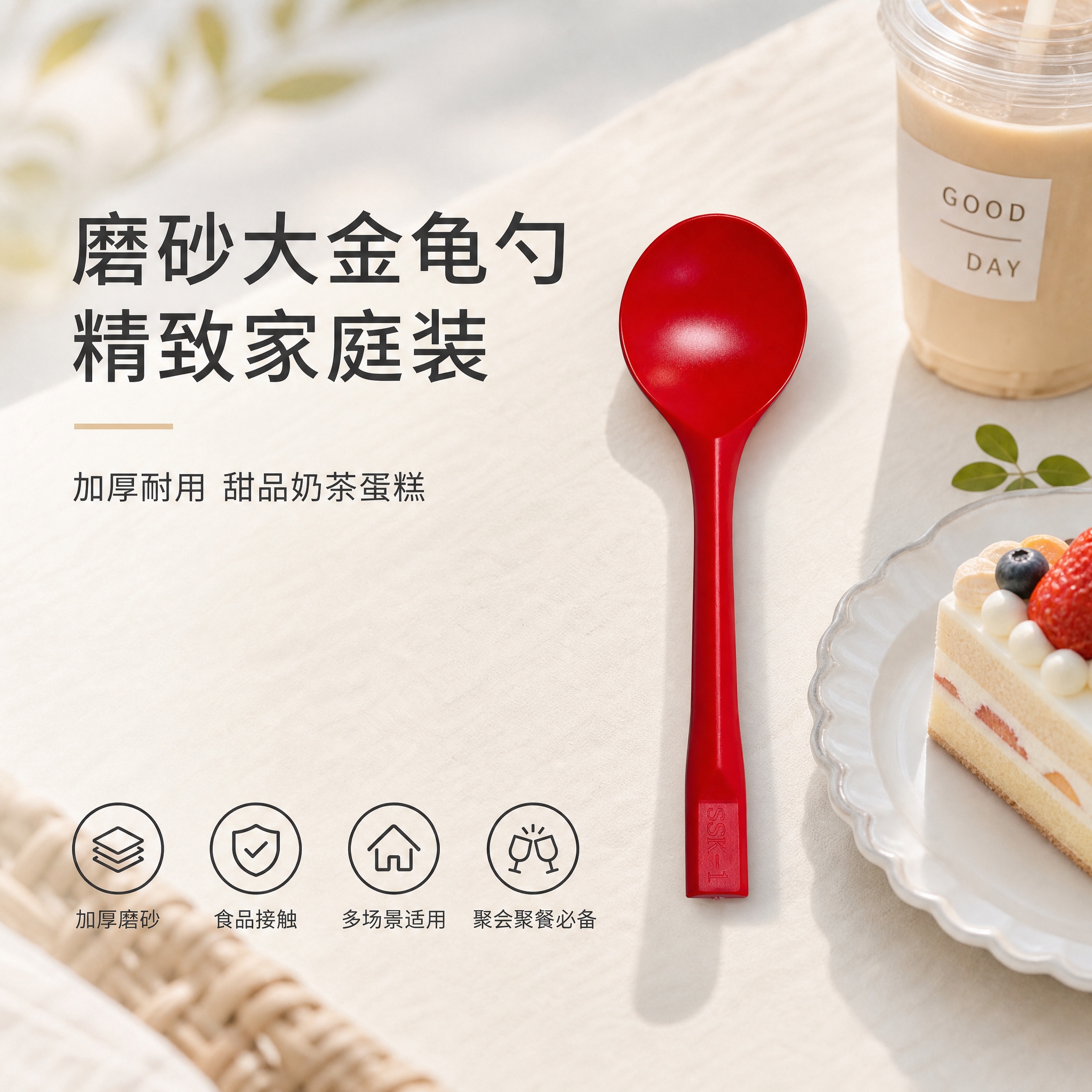 [单张主图] 15.5cm磨砂大金龟勺（红色塑料勺），淘宝电商… - 图片创意预览
