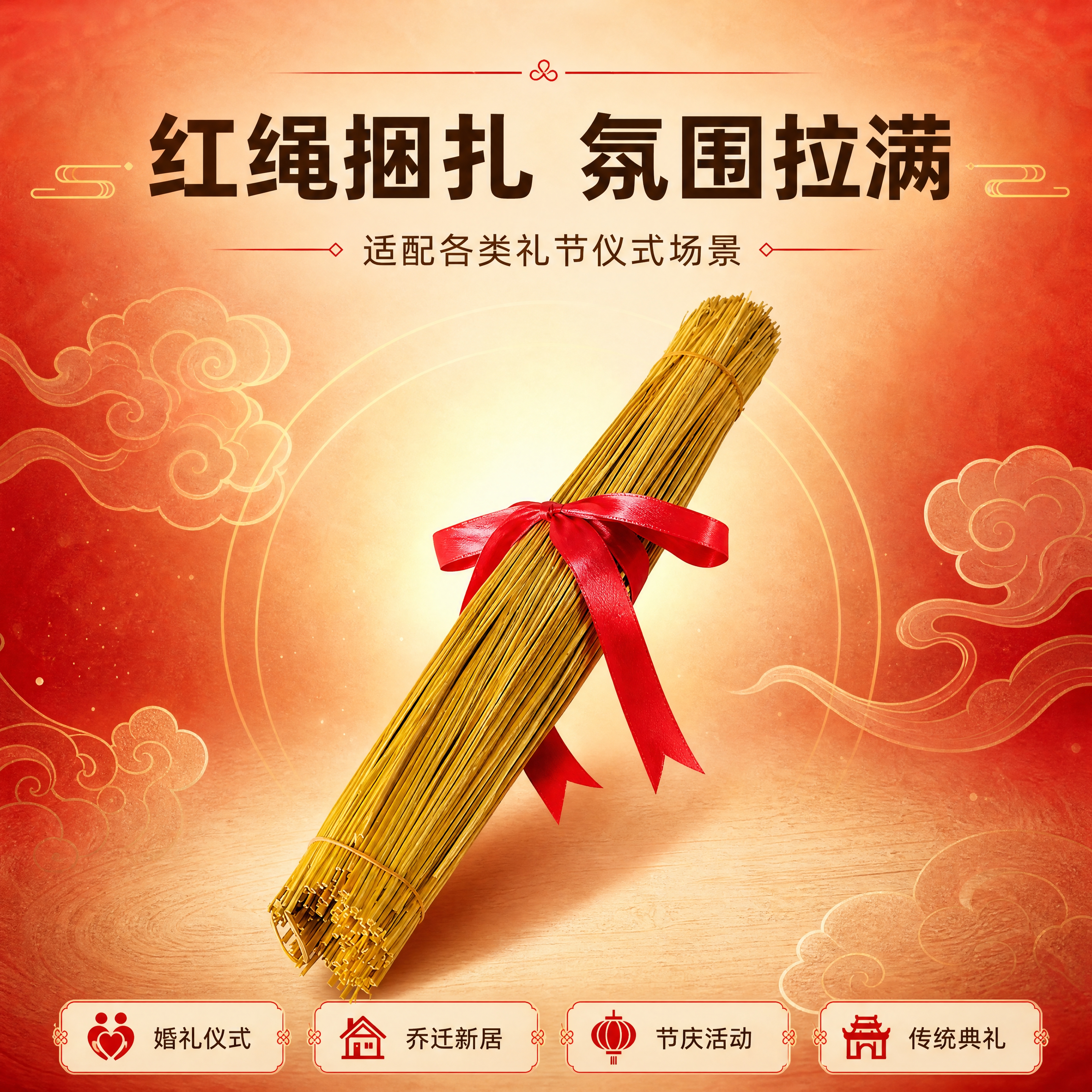 [商品] 使用【图1】去尾稻草捆红绳摆件；保留干稻草金黄色泽、… - 图片创意预览
