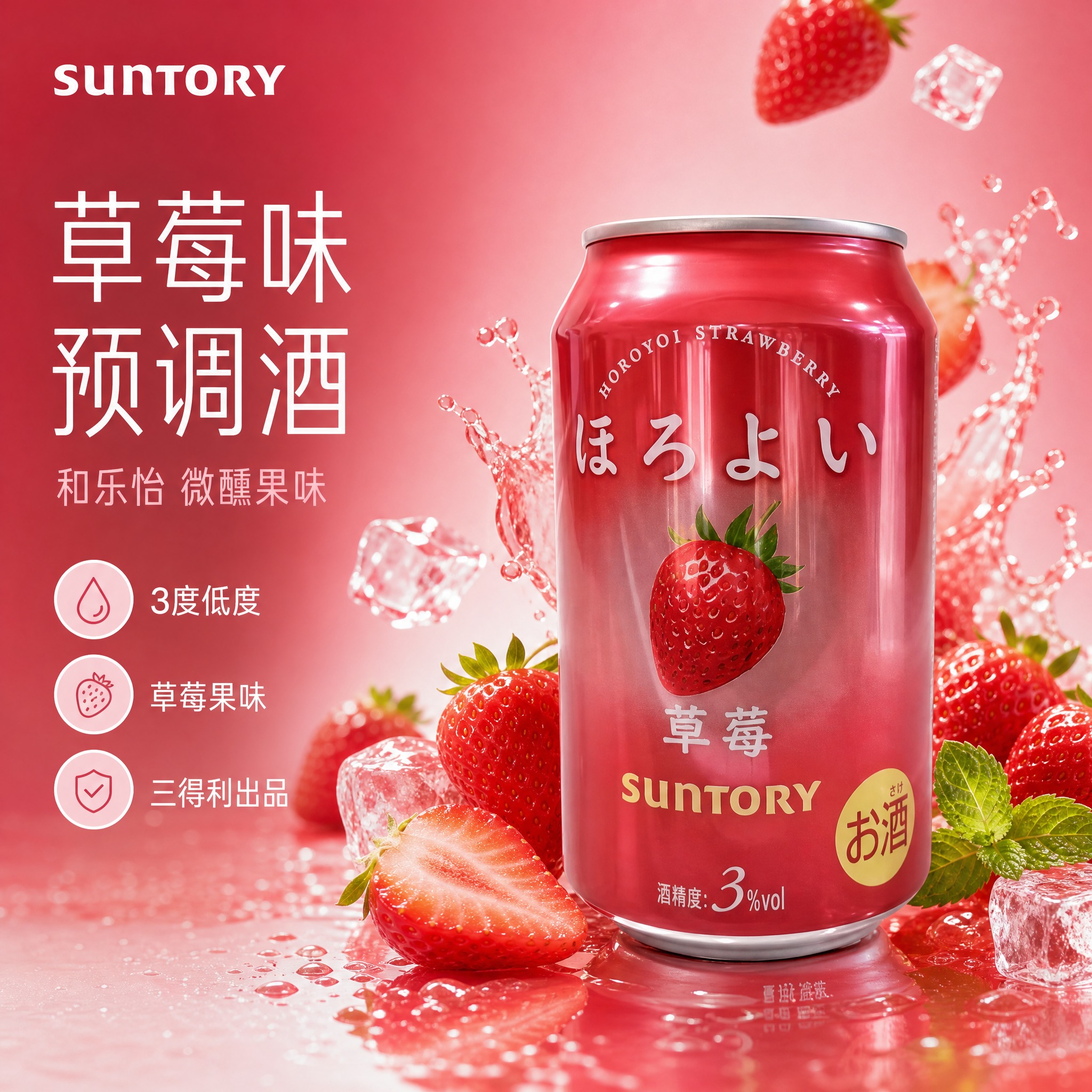 [单张主图] 三得利和乐怡草莓味预调酒 甜美果味主图 电商首图… - 图片创意预览