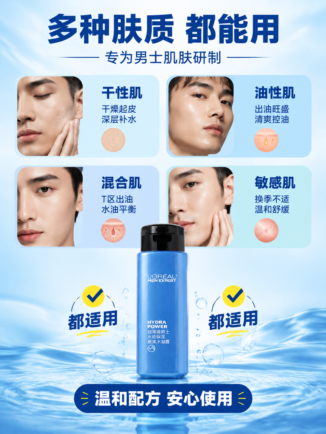 [商品] 使用【图1】欧莱雅男士水能保湿酷爽水凝露；保留蓝色瓶… - 图片创意预览