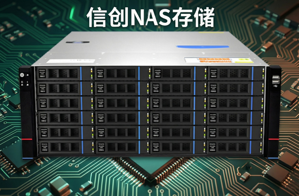 图片分辨率400*200，高科技，数据存储设备，添加信创NAS存储，字体不能在设备上，加背景图，生成6张图片预览效果
