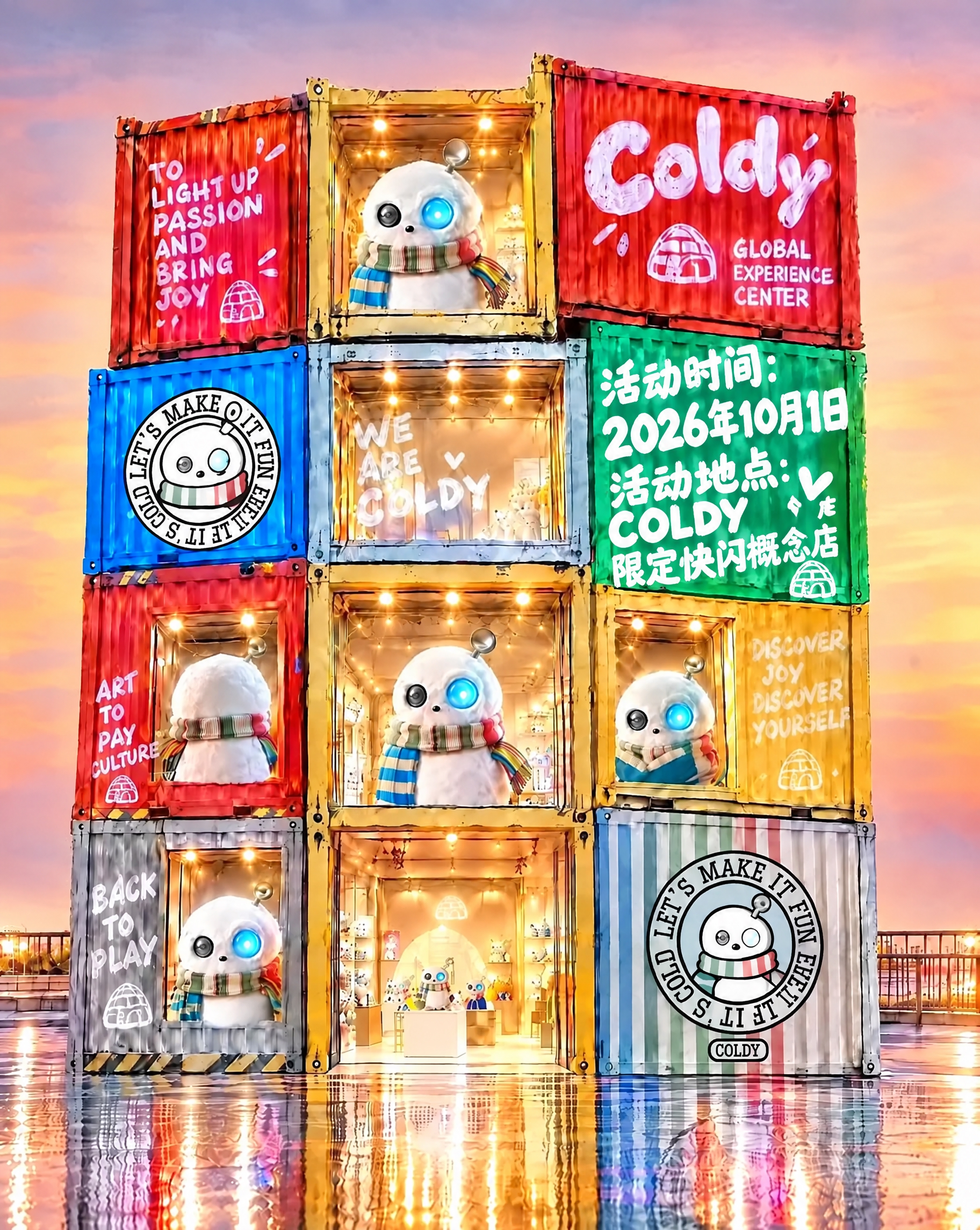 保持原图整体画面、所有集装箱结构、Coldy卡通形象、其他所有… - 图片创意预览