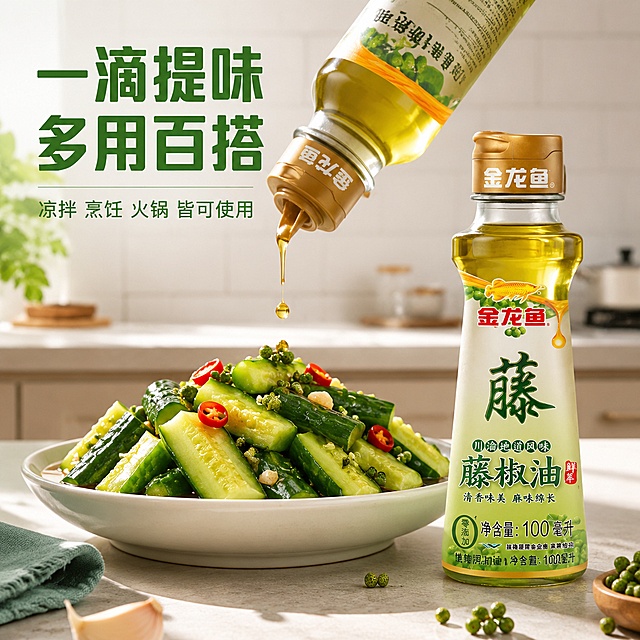 使用电商主图技能生成5张比例1:1的电商主图，适配平台为淘宝/天猫，商品为「图片1」「图片1」，商品卖点为藤椒油凉拌调味烹饪火锅，鲜椒鲜萃清香麻爽
