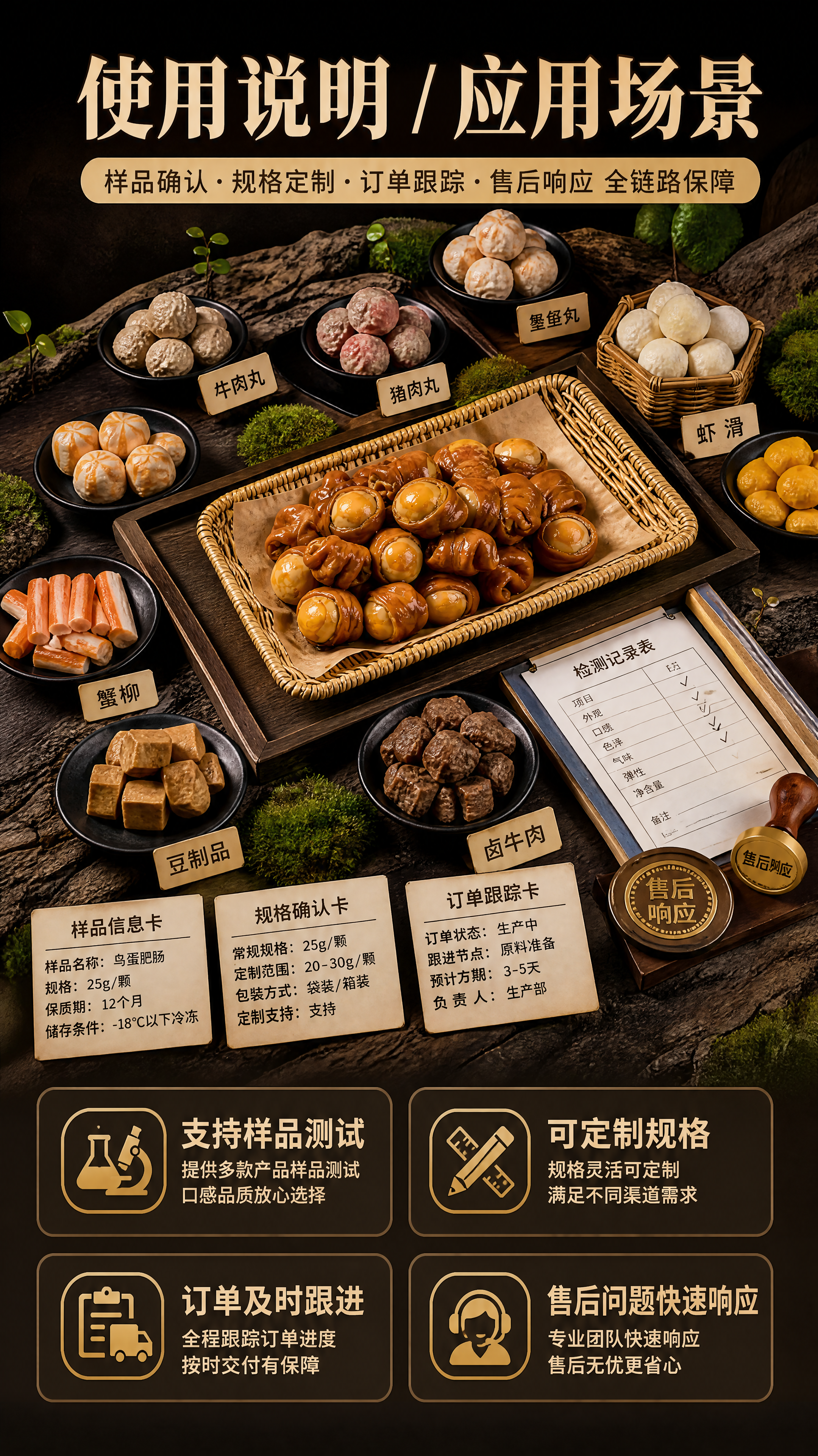 [商品] 本页为服务保障页，以鸟蛋肥肠及多款餐饮预制食材样品测… - 图片创意预览