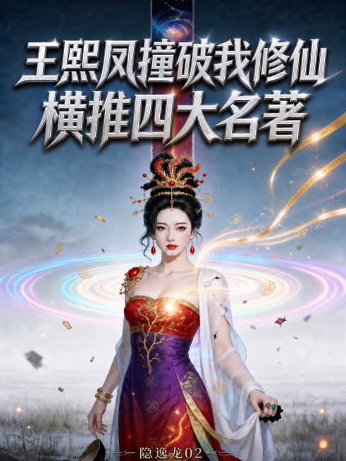 原图内容不变，删除原有全部文字，保留所有图片细节，保留隐逸龙02文字，替换上新书名文字，“王熙凤撞破我修仙”单独一行，“横推四大名著”单独一行，字体要求是银色亮色，带高级感，整体图片比例调整为3：4，预览效果