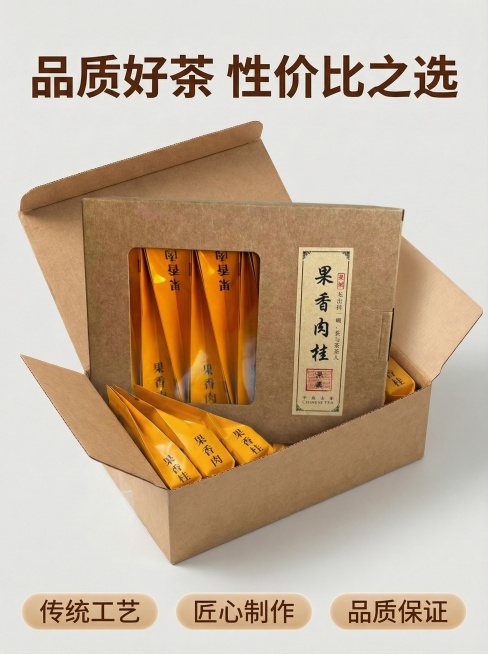 果香肉桂整盒产品展示，保持整体构图、光影、文字排版、配色和风格完全不变，仅将包装盒和内部泡袋替换为用户上传的原图包装样式，包装盒和泡袋外观必须和原图（https://gdesign-dam-hz.da预览效果