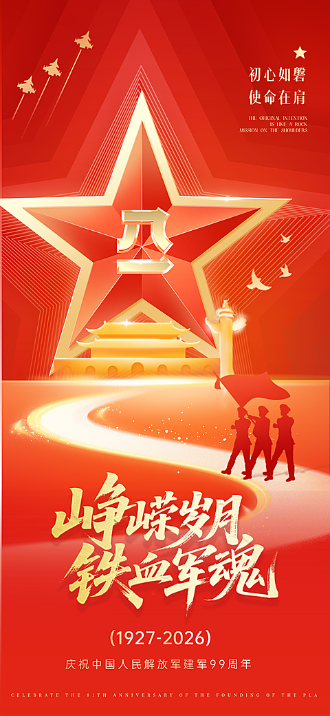 81建军节节日祝福竖屏海报