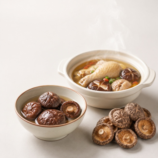 「图片1」，生成一套主图（5张），商品名称是干香菇，卖点是肉厚朵大，香气浓郁，泡发快，适配淘宝/天猫平台，主图比例为800×800像素第一张用竹编小簸箕装满完整干香菇，椴木小冬菇，菌盖厚实圆润，全部剪预览效果