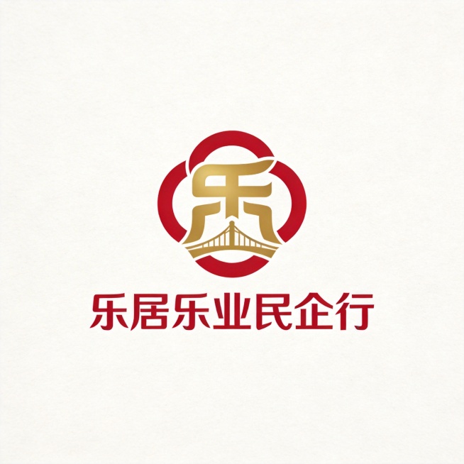 组合标Logo设计，济南历下区"乐居乐业民企行"系列活动，遵循极简主义，造型均衡端正，线条流畅简洁，无多余复杂细节。图形部分融入历下区地域特色，采用纽带和桥梁意象，体现汇聚凝聚，象征政企连心桥梁，凝聚预览效果