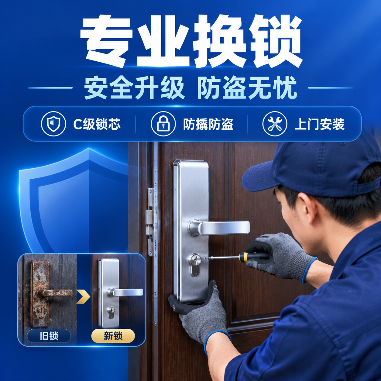 [主图-2] 换锁服务主题主图，核心任务是展示专业换锁服务，强… - 图片创意预览