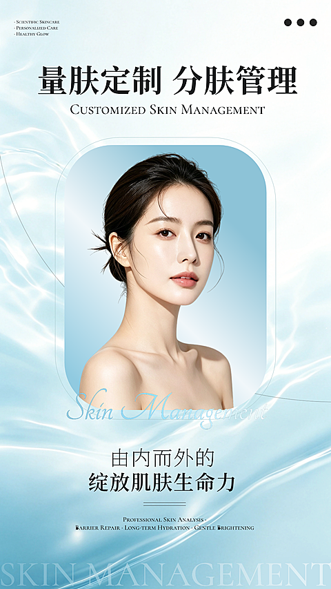 医美美业科技美肤理念清新竖版朋友圈宣传早安日签手机海报