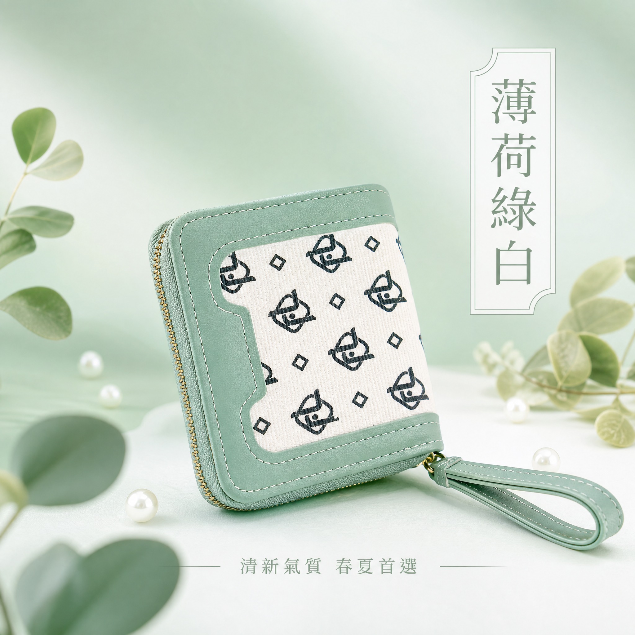 虾皮台湾站电商单色展示图，1:1正方形，2K。画面中央展示薄荷… - 图片创意预览