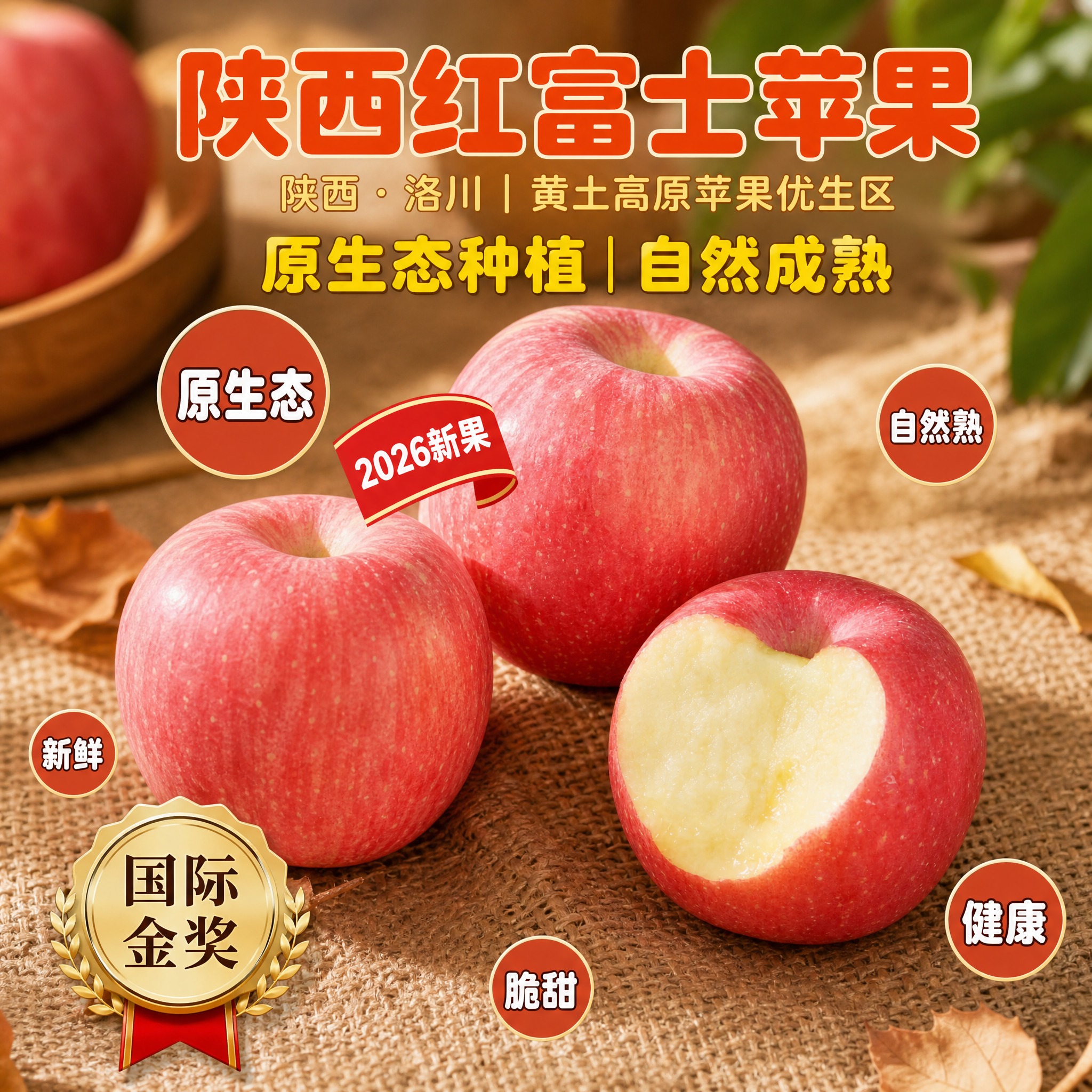 京东生鲜电商主图，800×800像素，1:1正方形。主题：陕西… - 图片创意预览