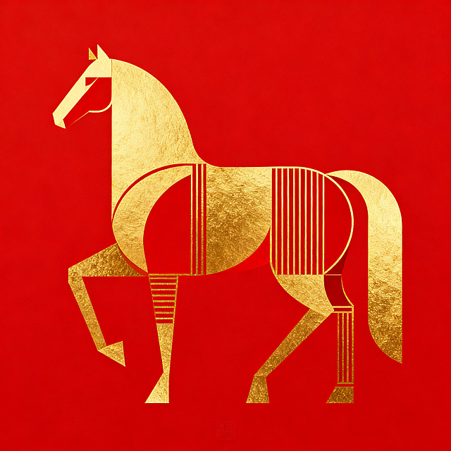 马年大吉，要求抽象