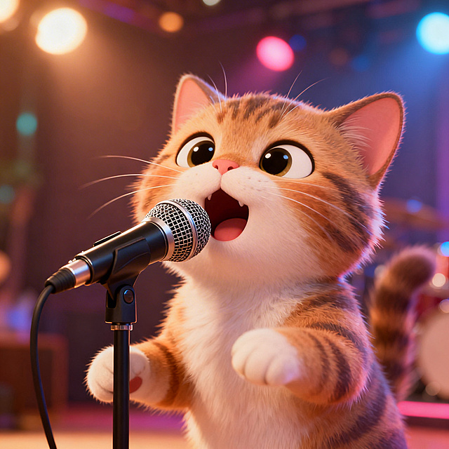 一个在唱歌的猫