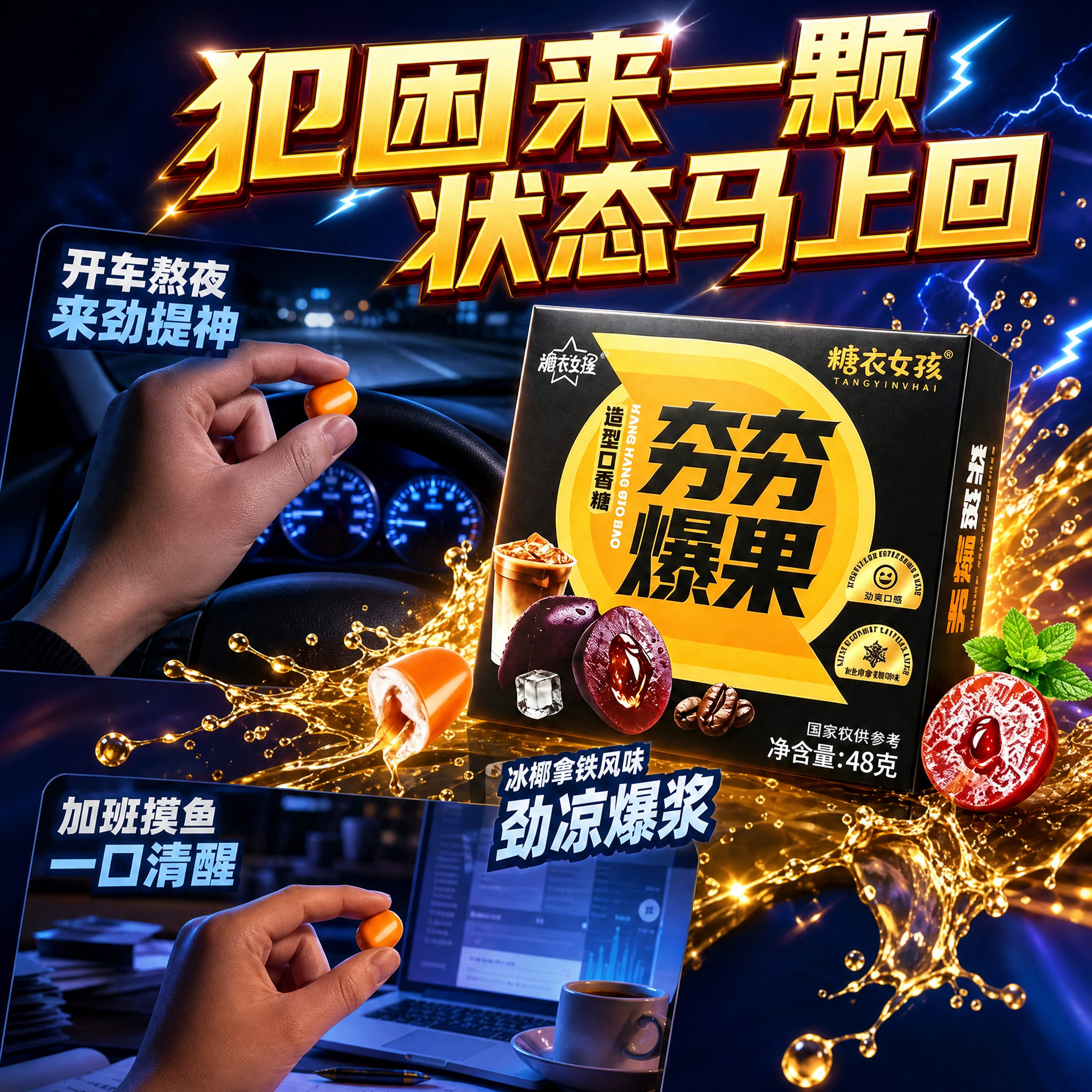 [主图-3] 场景使用 开车加班犯困提神 场景代入 [统一基调… - 图片创意预览