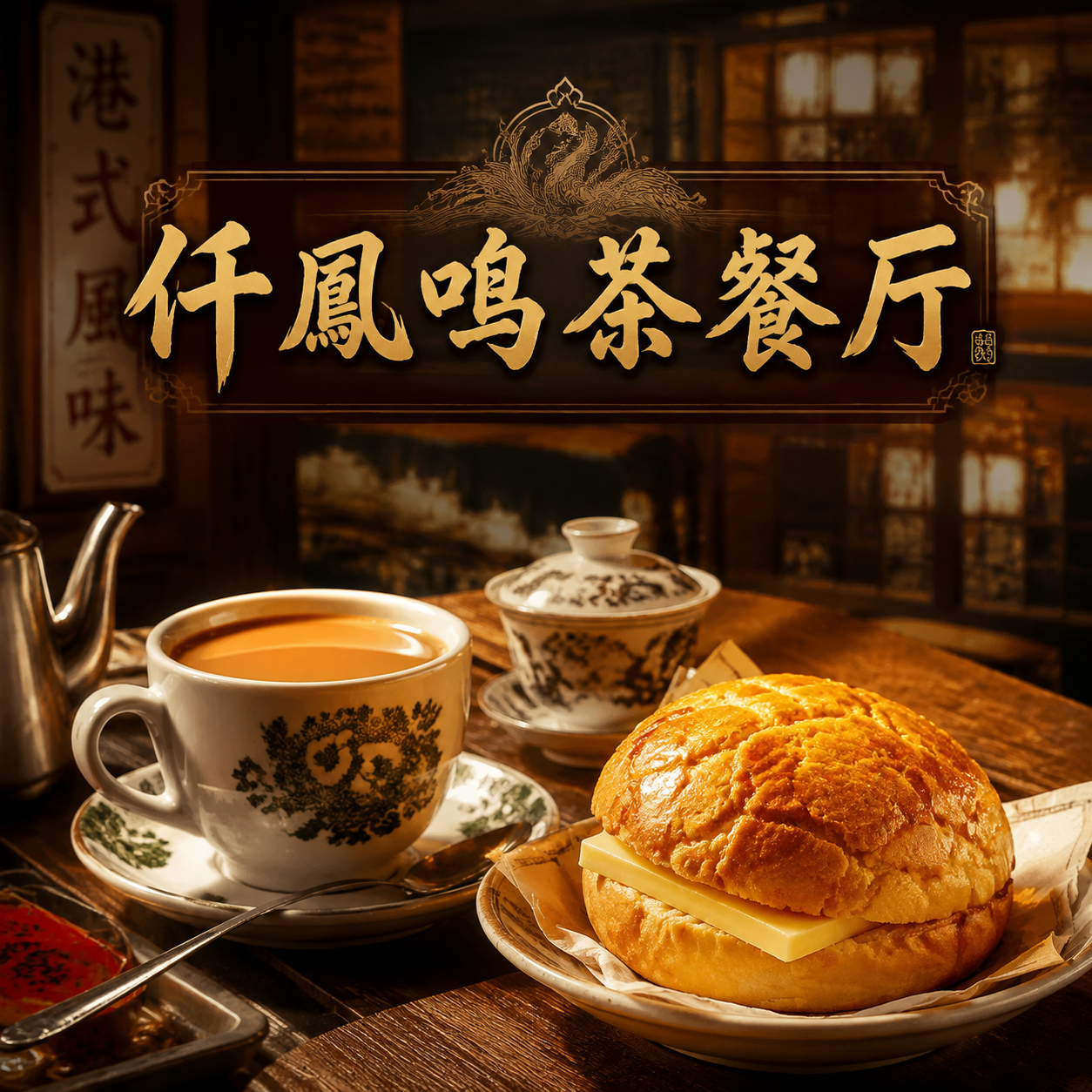 写实商业摄影风格，茶餐厅品牌头像设计，方形构图，无圆形边框。画… - 图片创意预览