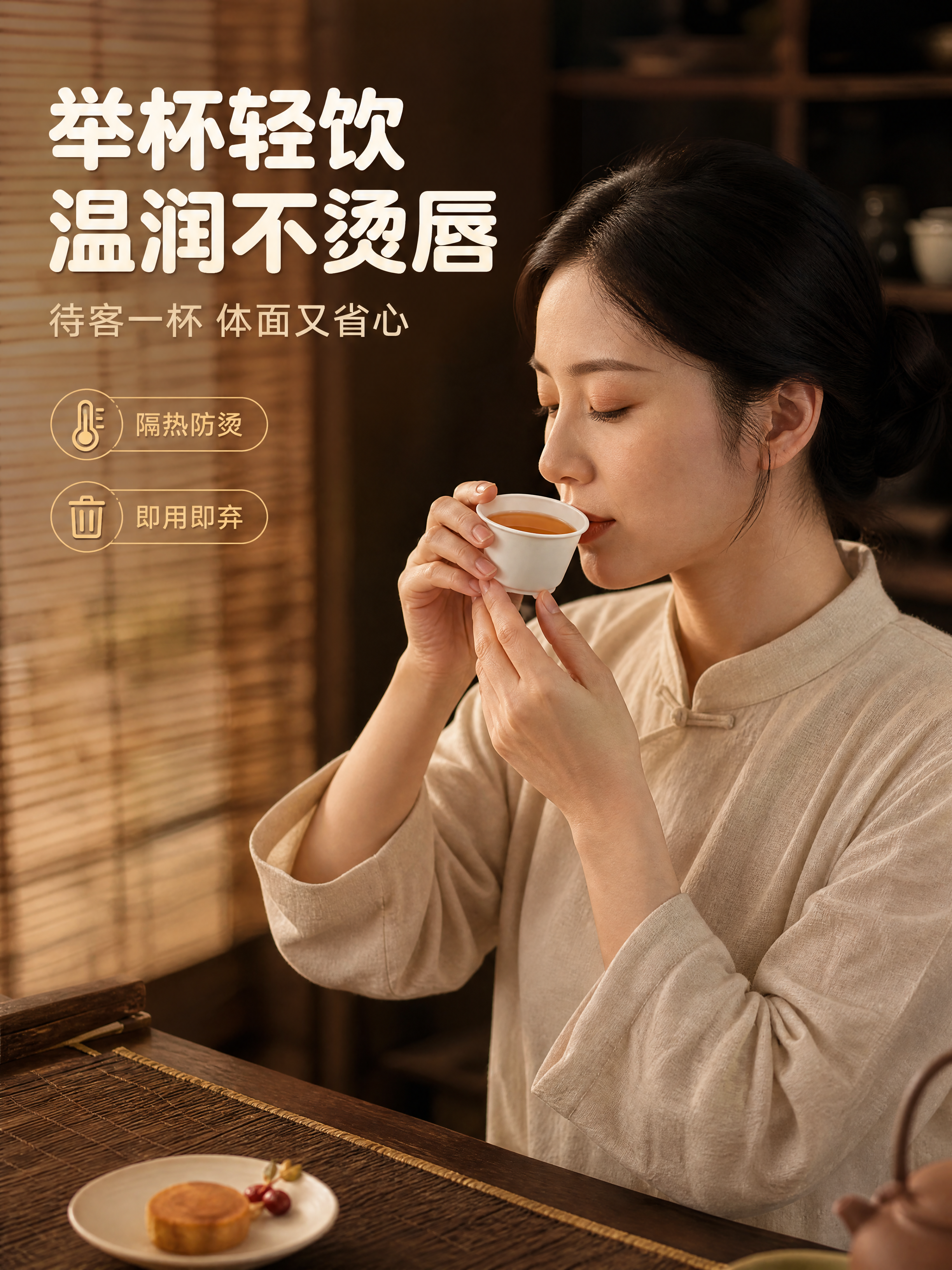 [商品] 使用【图1】白色一次性稻壳功夫茶杯；保留敞口直壁微收… - 图片创意预览