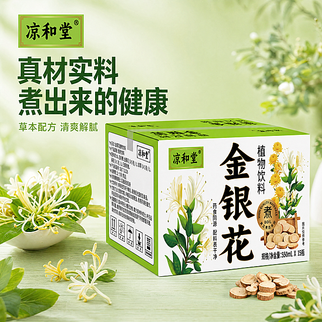 「图片1」请帮我将这个产品做一套电商主图，尺寸1000x1000Px像素的，卖点就根据其他的金银花茶的就行