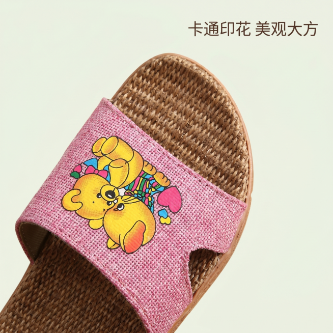 使用电商主图技能生成5张比例1:1的电商主图，适配平台为，商品为「图片1」「图片1」「图片1」「图片1」，商品卖点为透气舒适不捂脚 卡通印花美观大方 亚麻中底质感细腻 透气清爽 脚感舒适久穿不累，其他预览效果