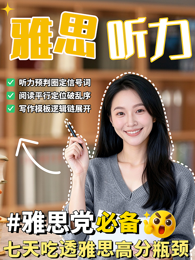 雅思听力技巧小红书封面