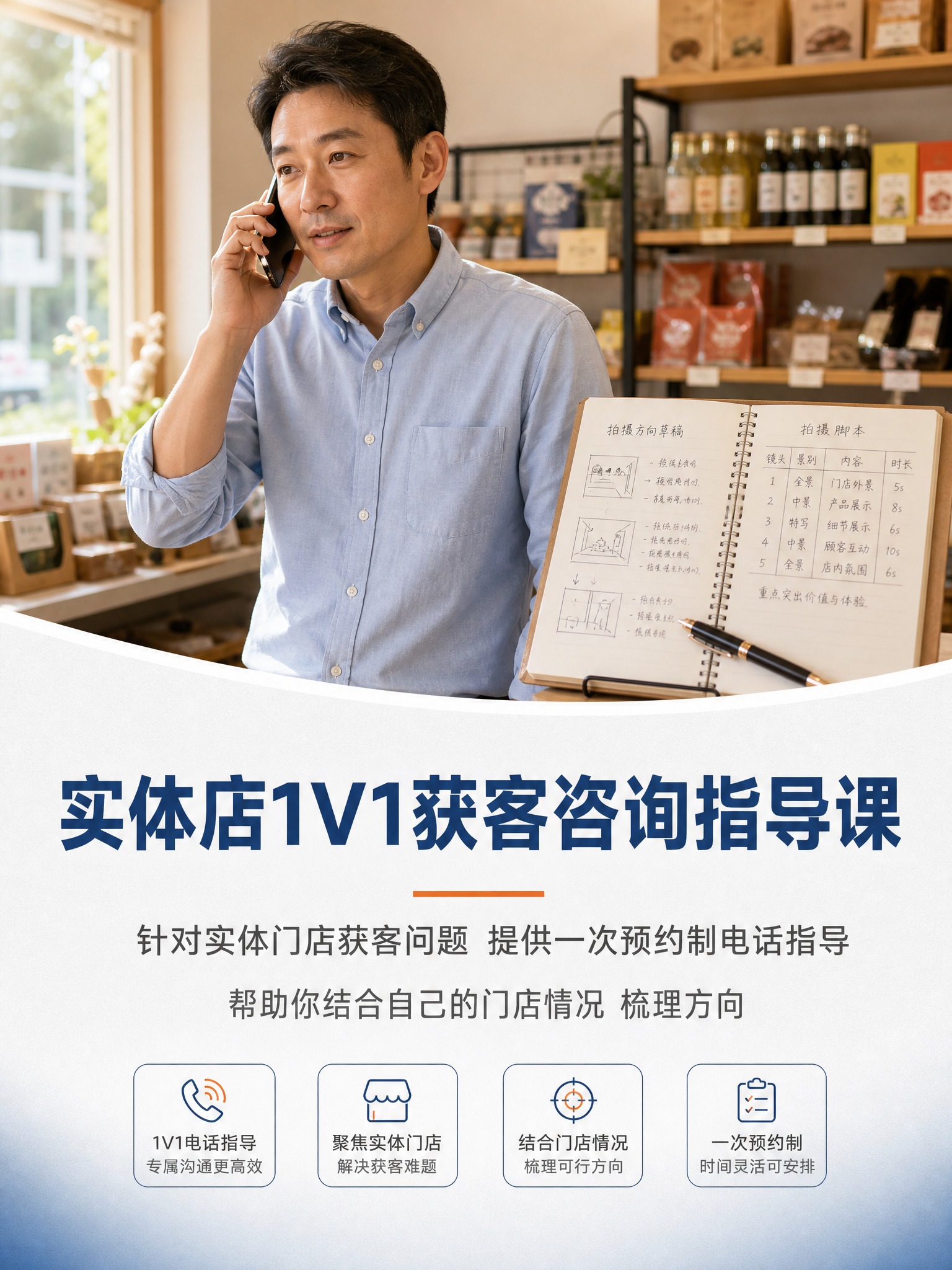 [商品] 非实物教育服务类商品：实体店1V1获客咨询指导课；无… - 图片创意预览