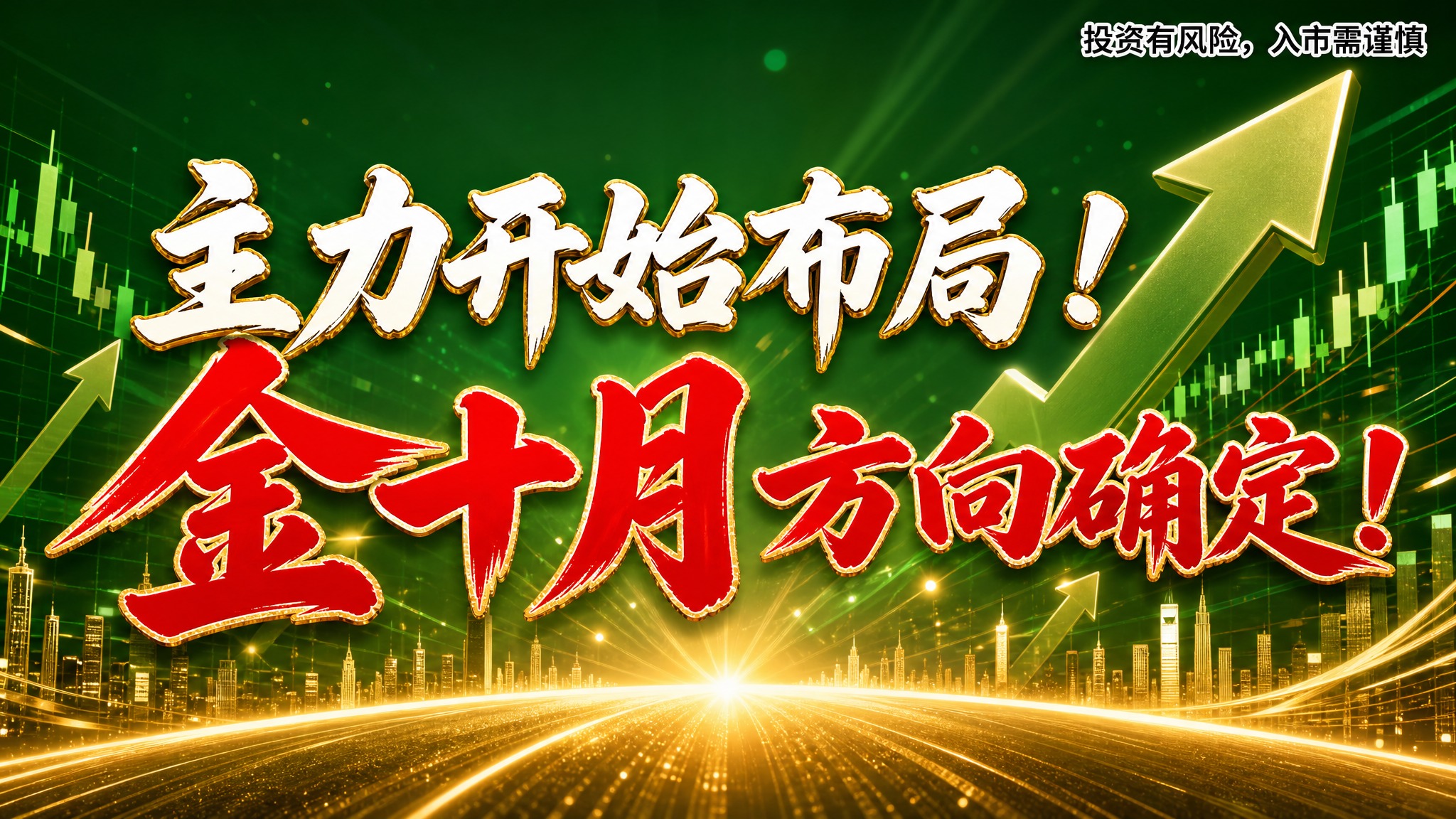 公众号封面图，16:9横版，金融股市主题。背景为深绿色渐变（股… - 图片创意预览