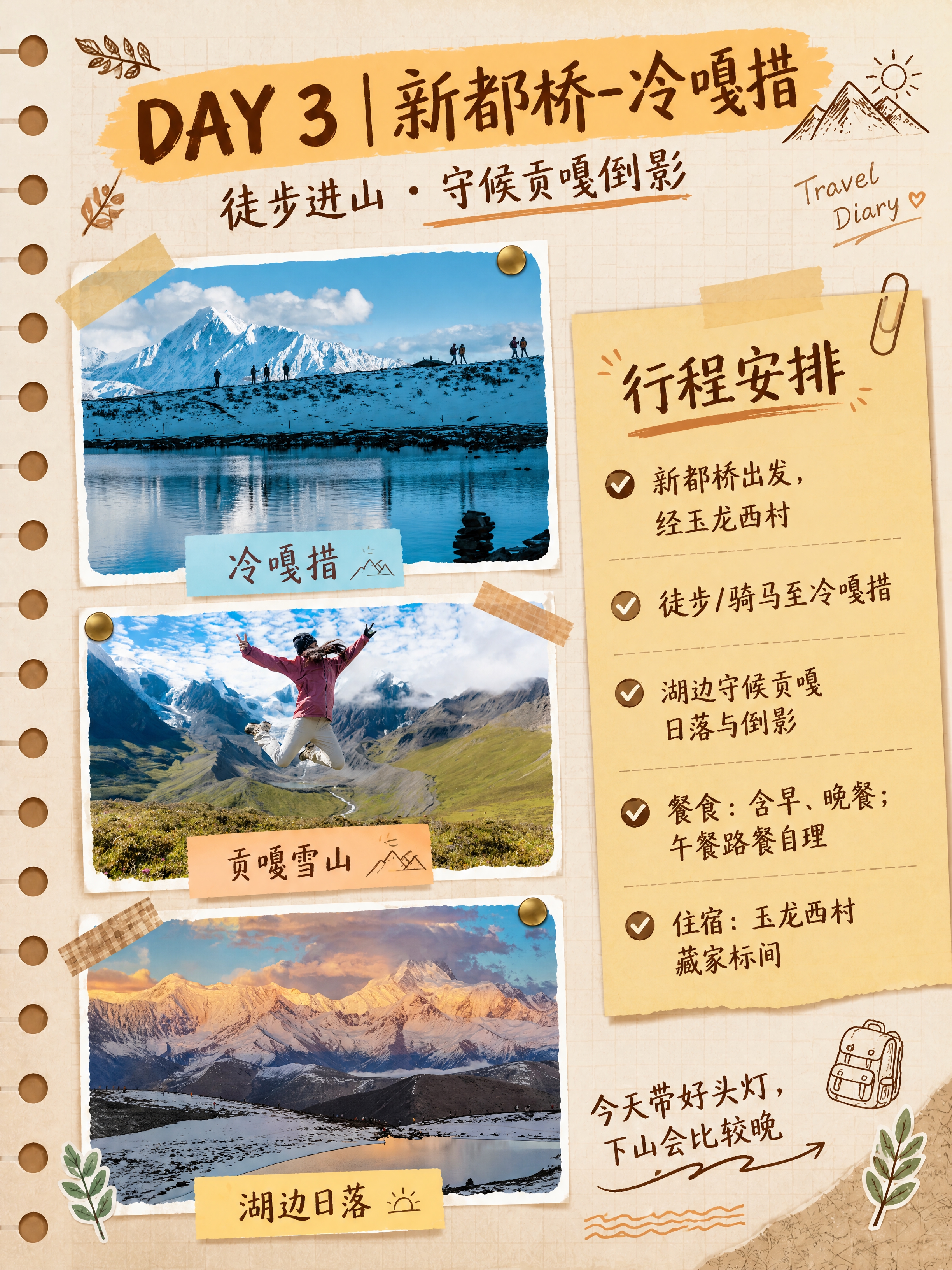 小红书竖版旅行手账拼贴设计稿，暖棕色和米白色为主色调，复古温暖… - 图片创意预览