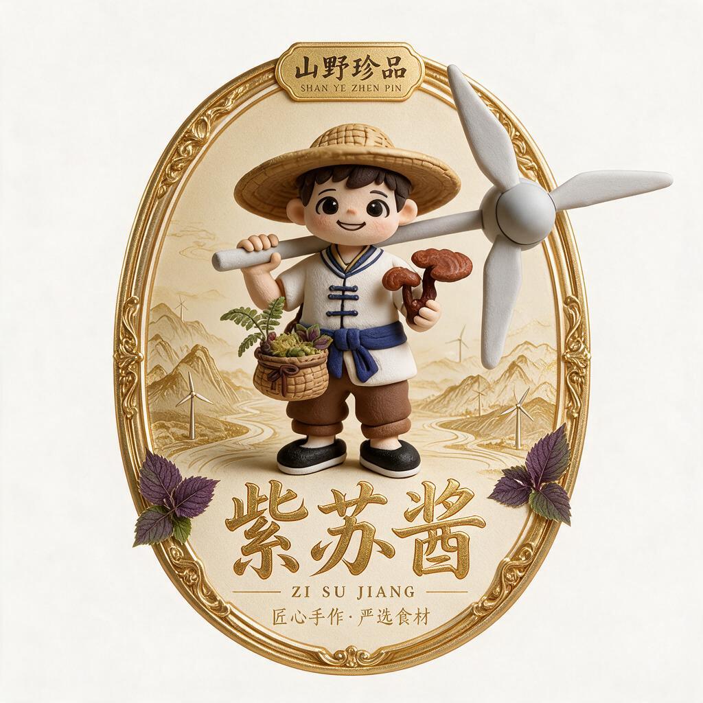 将图一的人物形象改造成与图二整体风格搭配的logo，并把图一的… - 图片创意预览