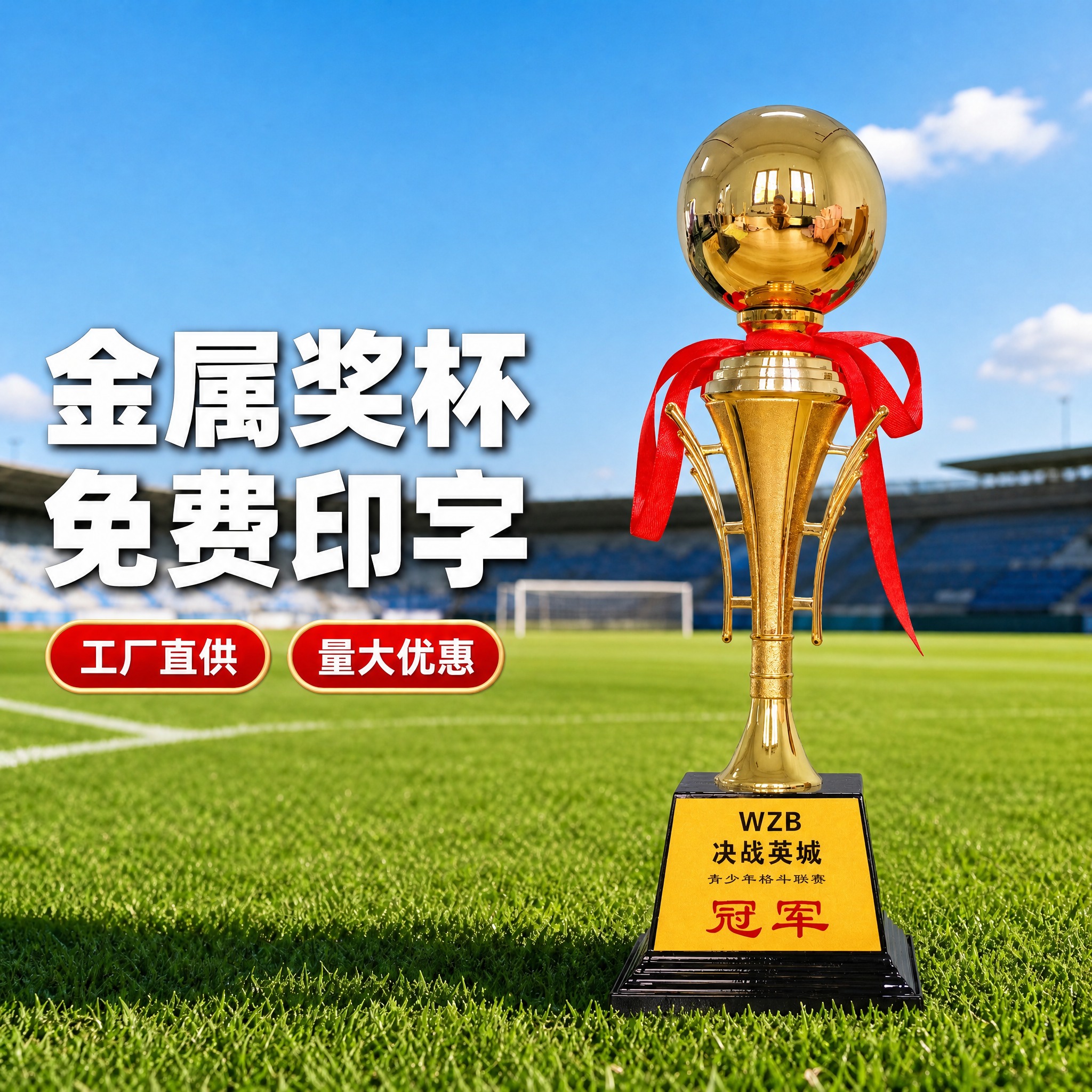 [主图-5] 金色冠军奖杯 绿茵场场景主图，复刻第五张模板图完… - 图片创意预览