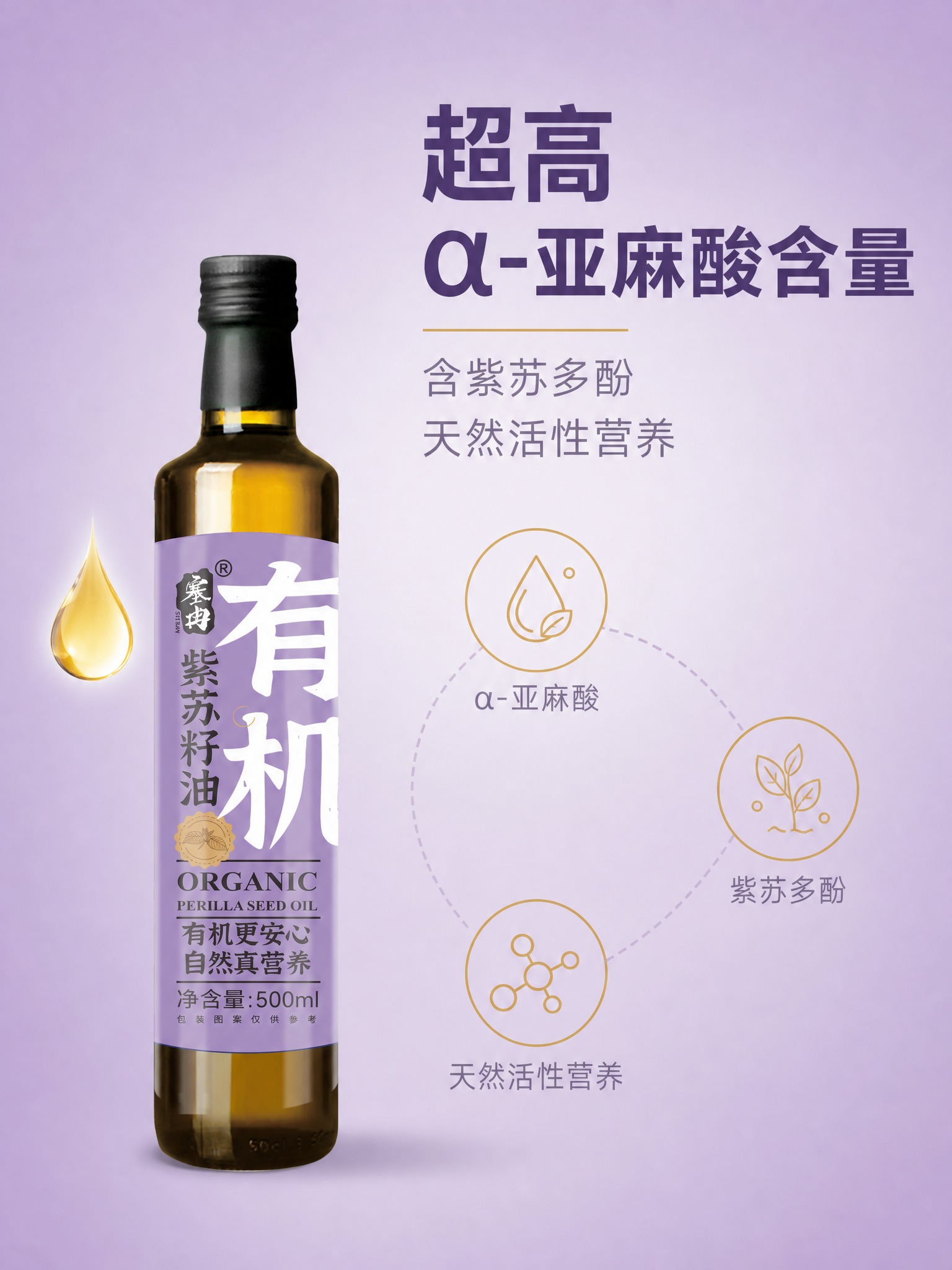 [主图-3] 塞然有机紫苏籽油 营养成分主题 超高α-亚麻酸含… - 图片创意预览
