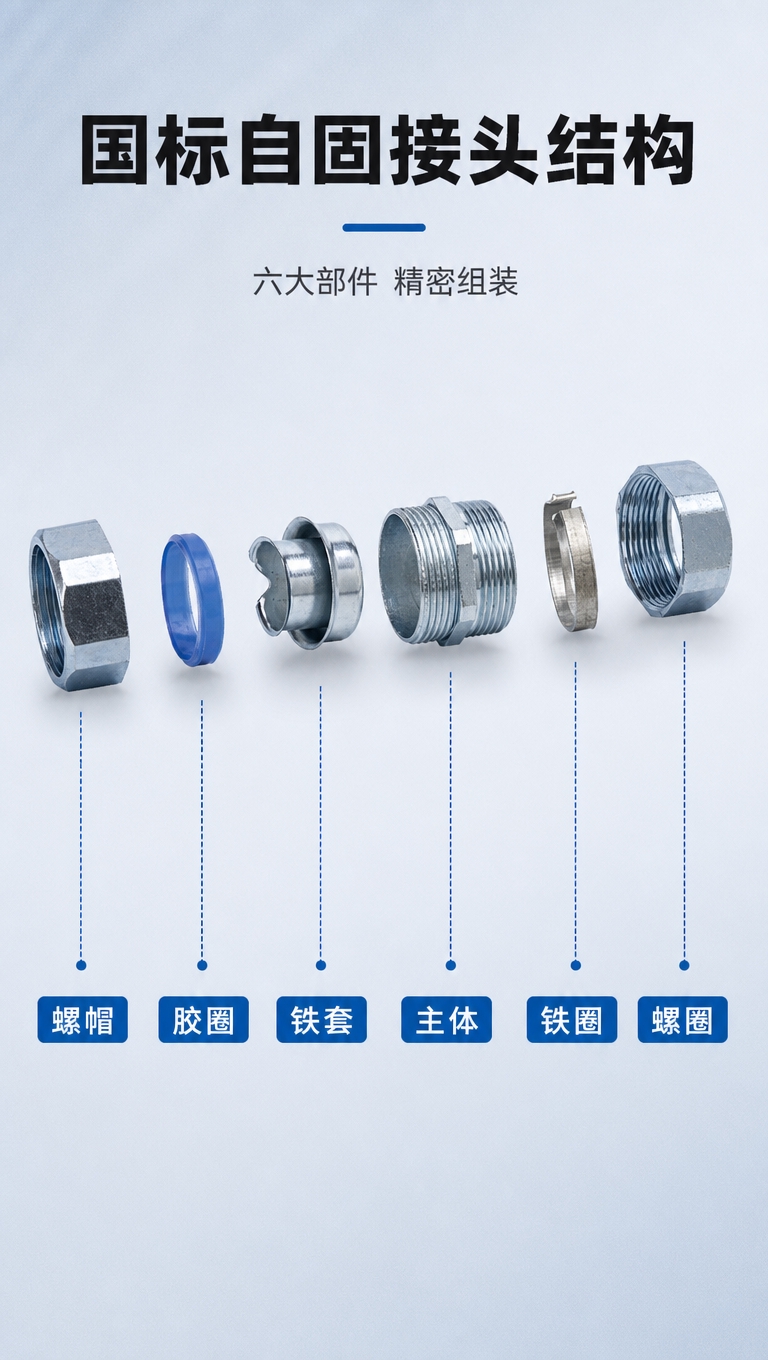 [商品] 使用【图6】自固接头拆解结构（螺帽、胶圈、铁套、主体… - 图片创意预览