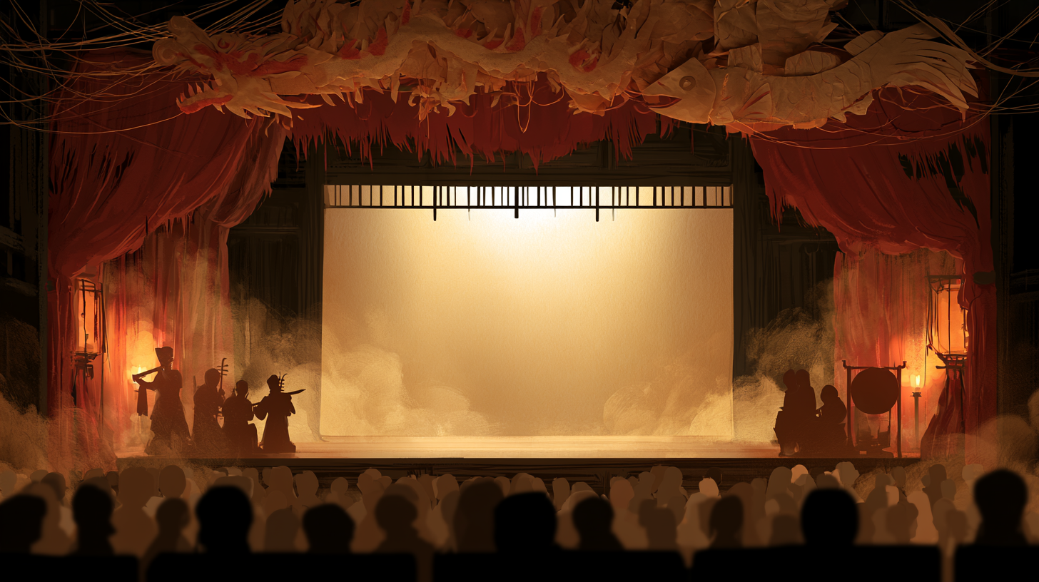 Ancient Chinese opera stage at… - 图片创意预览