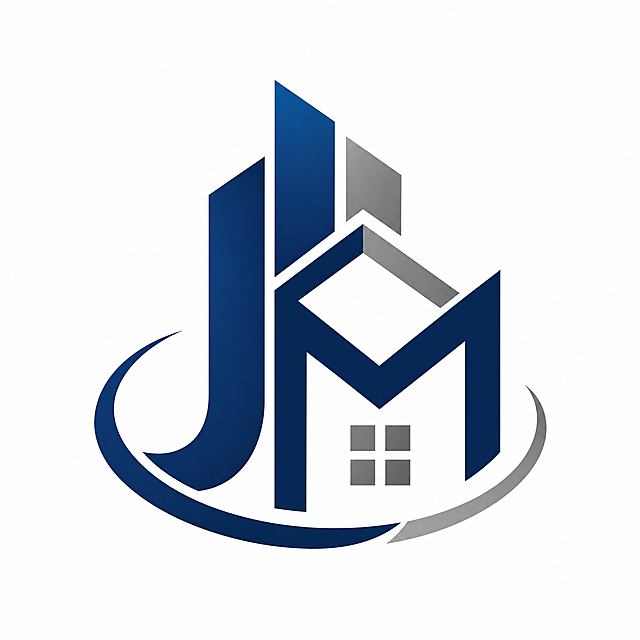 重新设计宁波嘉睦物业服务有限公司logo，使用首字母JM进行变形创作，融入房屋建筑和物业服务元素，风格简约现代更商务稳重，配色简洁专业