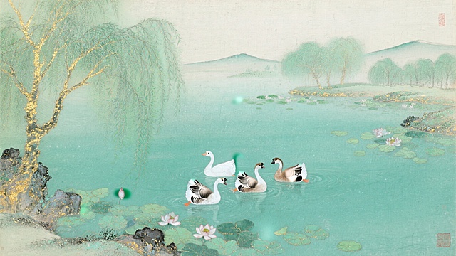 帮我生成图片：初唐四杰 AI 绘画生成方案（公众号图文专用） 整体风格统一：淡彩写意、清雅古画质感、适合公众号配图竖版 / 横版都可，不出现诗句文字，只用代表作意境作画，一人一张，共 4 张。 一、王勃 代表作《滕王阁序》意境图 画面构思 秋日江渚滕王阁远景，临江楼阁依山而建，江面秋水共长天一色，落霞孤鹜齐飞，远山薄雾、芦苇汀洲，古风写意水墨，色调清冷雅致，留白高级，无人物，纯山水楼阁意境。 AI 提示词 国风水墨写意，初唐滕王阁远景，临江高耸古楼阁，秋日晚霞，秋水共长天一色，江面烟波浩渺，孤鹜飞鸟掠过天际，远山含黛薄雾缭绕，岸边芦苇草木，淡雅青灰古风色调，留白构图，无人物，无文字，古画质感，极简国风，高清 8K，适合公众号图文配图 二、杨炯 代表作《从军行》意境图 画面构思 边塞大漠风光，苍茫戈壁远山，边关城楼耸立，长风流云，枯草荒原，落日孤城氛围，肃静雄浑，水墨淡彩边塞风，无人物，只绘边关山河苍凉意境。 AI 提示词 国风水墨边塞写意，初唐边关孤城，大漠戈壁荒原，连绵远山，落日残霞，长风流云，枯黄野草漫地，边关古楼伫立，画面雄浑苍凉，淡雅水墨色调，留白构图，无人物无士兵，无文字，古风水墨山水画，高清 8K，公众号配图 三、卢照邻 代表作《长安古意》意境图 画面构思 盛唐长安市井宫苑远景，青砖古街、朱红宫墙、亭台楼阁、垂柳繁花，曲水廊桥，春日繁华烟柳氛围，古都雅致氛围感，不画市井人物，只绘长安建筑园林盛景。 AI 提示词 国风水墨淡彩，初唐长安城宫苑园林，朱红宫墙亭台楼阁，垂柳依依，春日繁花盛放，曲水廊桥掩映林间，古道青砖薄雾，繁华清雅古都意境，柔和古风暖色调，留白构图，无人物无市井行人，无文字，古画肌理，高清 8K，公众号图文封面配图 四、骆宾王 代表作《咏鹅》意境图 画面构思 青碧池塘，垂柳依岸，碧波春水，白鹅浮于湖面，荷叶浮萍点缀，江南春日水乡小景，清新灵动水墨风，柔和治愈古风，简约雅致。 AI 提示词 国风清新水墨画，江南春日池塘，垂柳岸边拂水，碧水清波，几只白鹅浮游湖面，浮萍荷叶点缀水面，远山浅淡薄雾，绿意盎然清雅意境，柔和青绿色调，极简留白，无人物，无文字，童趣古风写意，高清 8K，公众号文艺配图 额外通用建议 生成比例：公众号配图建议横版 16:9 或 竖版 9:16，复制提示词后可在末尾加一句：画面比例 16:9 风格统一：全部选「古风写意、无文案文字」，四张排版公众号风格超级统一。