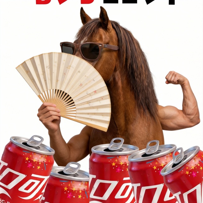把图中emoji图像调整为高清图片，马手中拿着扇子遮脸，脸部呈现害羞的样子预览效果