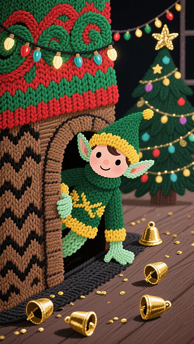 扁平可爱的毛绒线小精灵