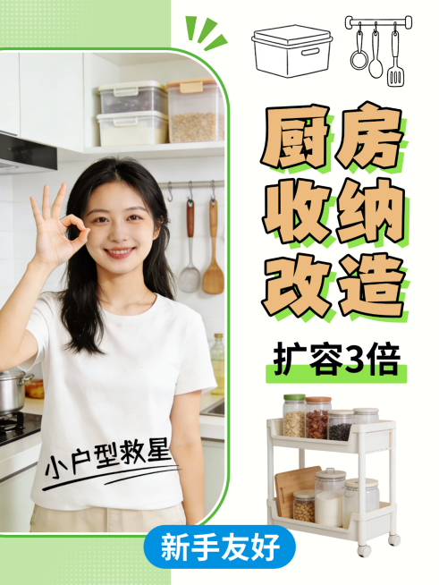 厨房收纳改造教程小红书封面预览效果