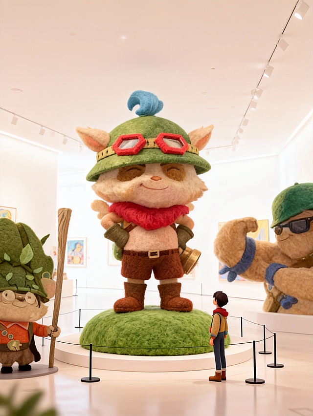 软3D风拟人猫咪展陈，毛发生长质感搭配卡通造型，温馨梦幻，趣味十足，营造童趣展览氛围。